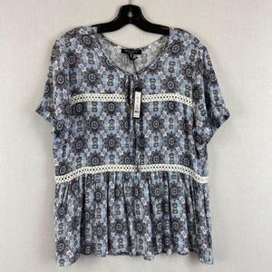 ROMEO + JULIET Patterned Boho Flowy Shirt NWT
